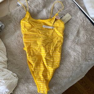 Yellow striped Body suit